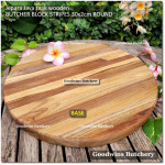 Cutting board butcher block STRIPES ROUND 30x2cm +/-1kg talenan kayu jati Jepara